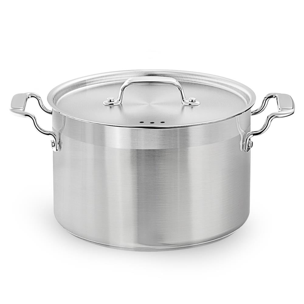 NutriChef Commercial Grade Heavy Duty 8 Quart Stainless Steel Stock Pot  with Riveted Ergonomic Handles and Clear Tempered Glass Lid