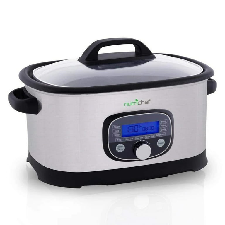 NutriChef 6.5 Qt 11 in 1 Electric Sous Vide Slow Multi Cooker, Stainless  Steel 