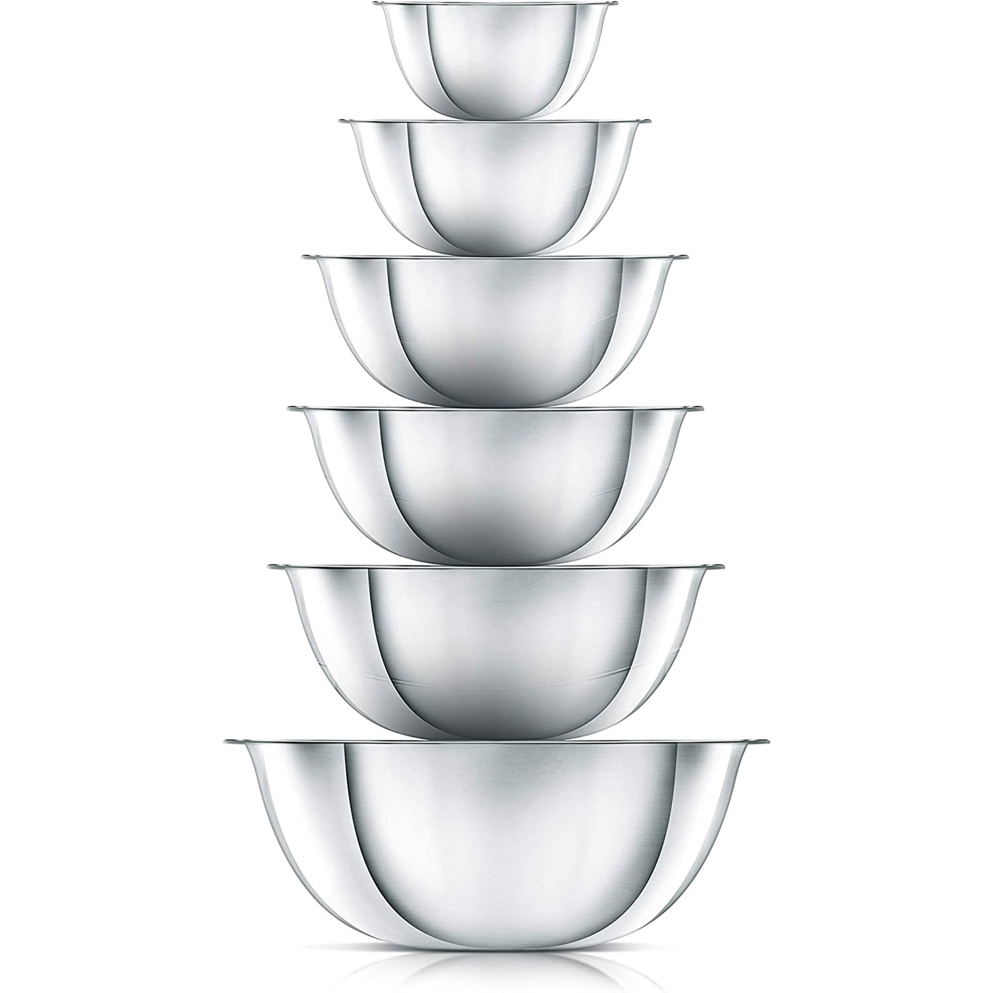 NutriChef 6-Piece Stainless Steel Nesting Mixing Bowl Set