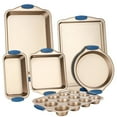 thumbnail image 1 of NutriChef 6 Pcs Nonstick Bakeware Set Carbon Steel Baking Trays W/ Heat safe Silicone Handles, Gold, 1 of 8