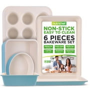 NutriChef NCBK6CT5 - Kitchen Oven Baking Pans - Deluxe Non-Stick Bake Tray Sheet Bakeware Set, Ceramic Style 6-Pieces