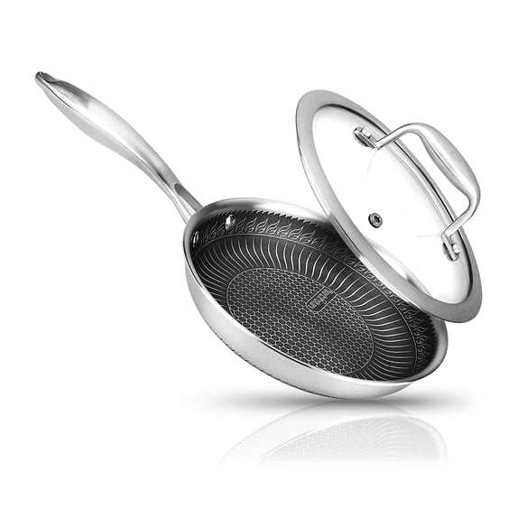 NutriChef 8 Inch Nonstick Triply Stainless Steel Kitchen Cookware Pan