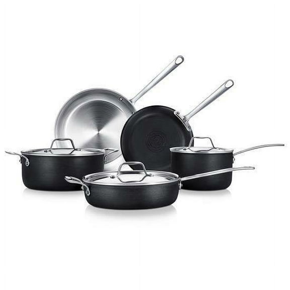 NutriChef 8 Piece Cookware Set Stainless Steel - 4-Ply Pots & Pans Set Cast Stainless Steel Handle