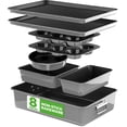 thumbnail image 1 of NutriChef 8-Piece Nonstick Stackable Bakeware Set Baking Tray Set W/ Non-Stick Coating (Gray), 1 of 8