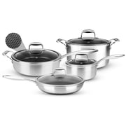 NutriChef 8-Piece Nonstick Tri-Ply Stainless Steel Cookware Set