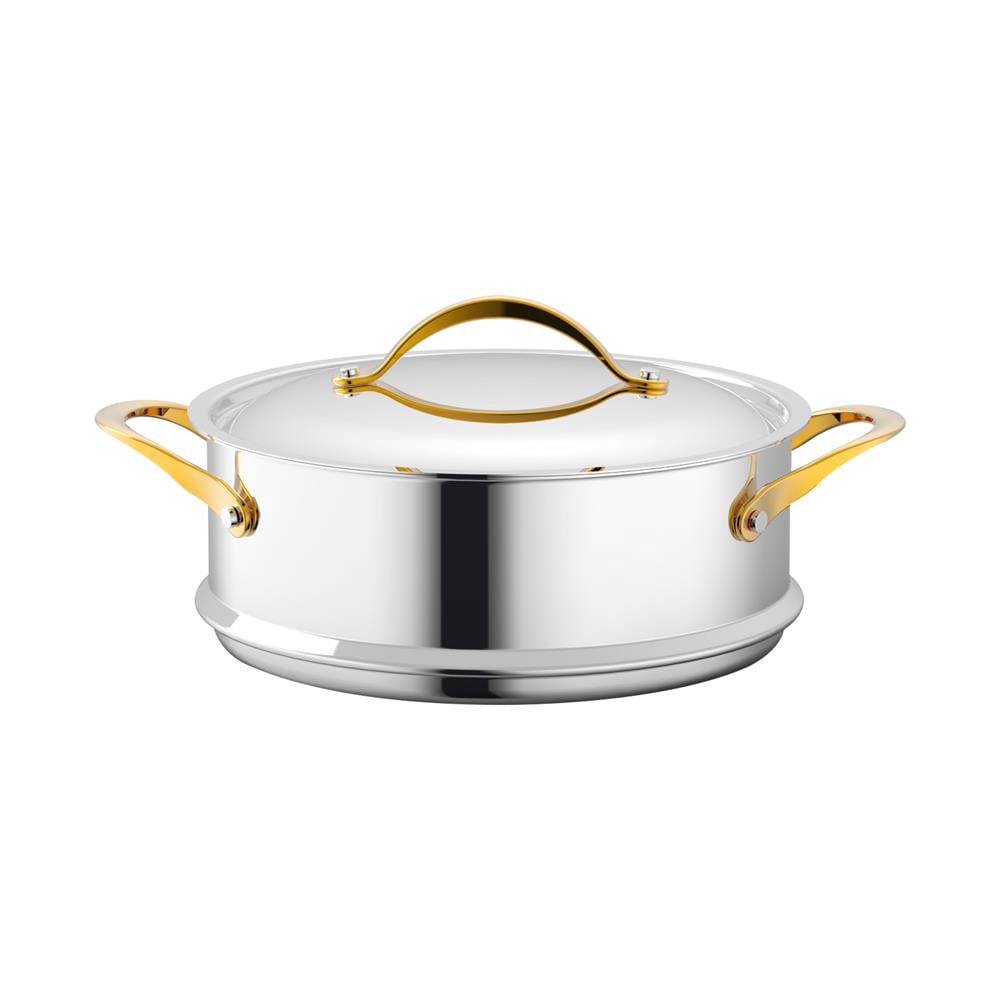 NutriChef 8-Quart Steamer Insert with Lid- Kitchen Cookware w/Interior Prestige Ceramic Non-Stick Coating, Golden PVD Handles, Stylish Kitchenware Works w/Model NCSTS16, One Size