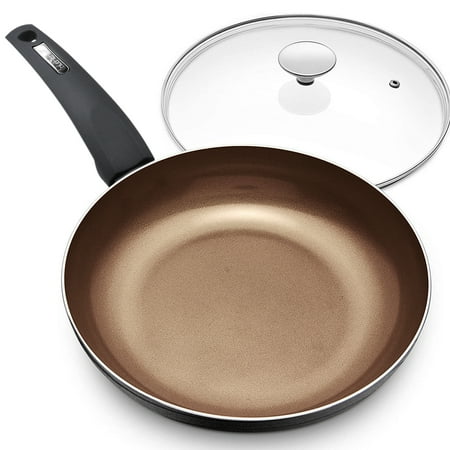 NutriChef 8'' Small Fry Pan - Non-Stick Cookware with Metallic Ridge-Line Pattern