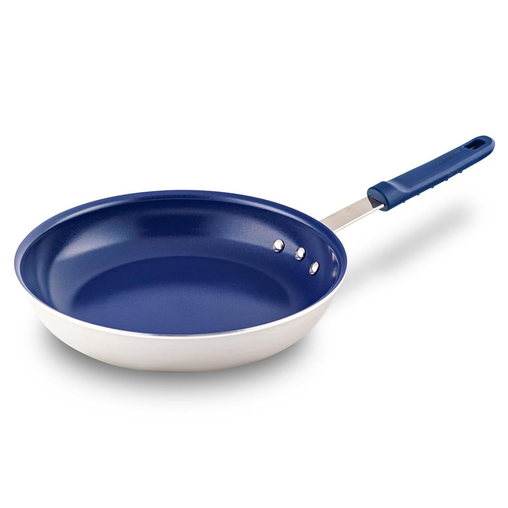 NutriChef 8" Small Fry Pan - Small Skillet Nonstick Frying Pan with Silicone Handle, Ceramic Coating, Blue Silicone Handle