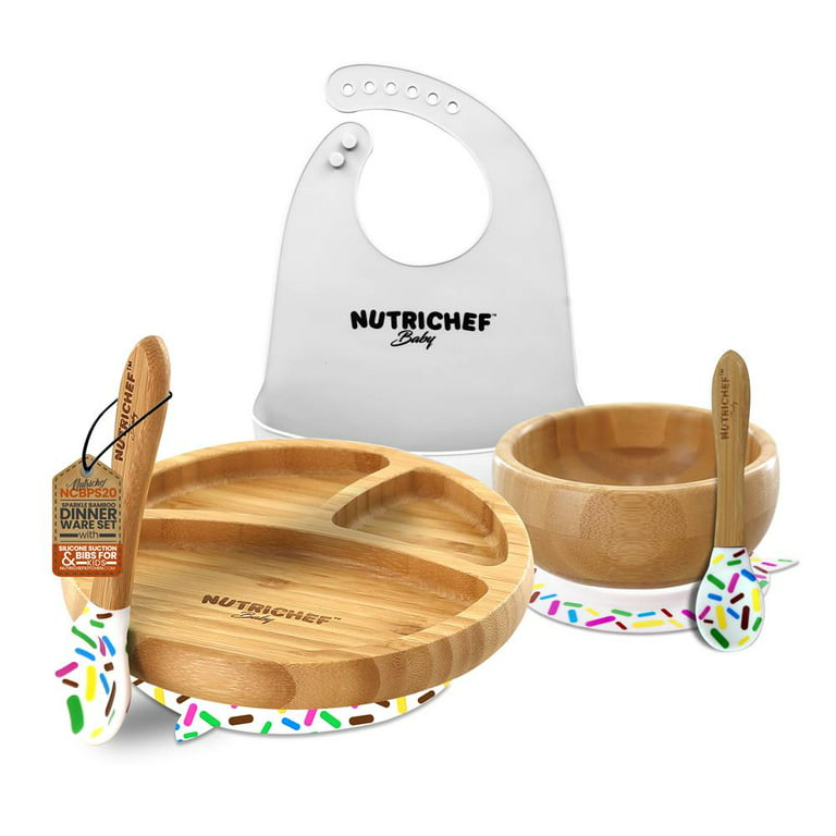 NutriChef Rainbow Bamboo Bowl with Silicone Suction and Spoon for Baby and  Toddlers NCBP11 - The Home Depot