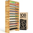 thumbnail image 1 of NutriChef Bamboo Stackable Wine Rack, 12-Tier 108 Bottle Capacity Free Standing Floor, No Tools Assembly, Modular Storage Display Shelf for Kitchen and Cellar 33.5" x 10" x 62.75", 1 of 8