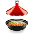 thumbnail image 1 of NutriChef Cast Iron Moroccan Tagine 2.75 Quart Tajine Cooking Pot with Stainless Steel Knob ​(Red), 1 of 6