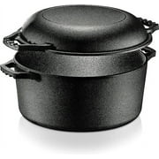 NutriChef Cast Iron Multi Cooker Pre-Seasoned Non-Stick Double Dutch Stovetop Casserole Cookware