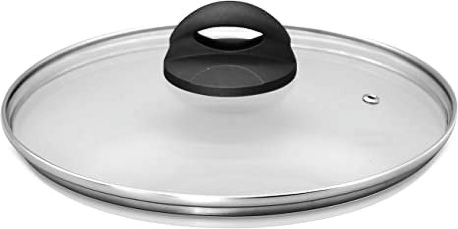 NutriChef Lid for 3-Quart Saucepan - Stainless Steel Kitchen Cookware Cover  w/ Stylish Golden PVD Handle, Fits 7.09” Pot Inner Size, Works with Model