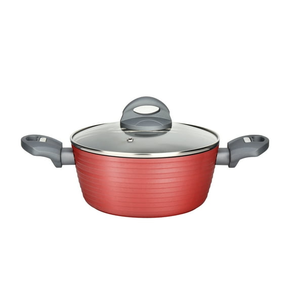 NutriChef Cooking Pot with Lid - Non-Stick Stylish Kitchen Cookware with Dark Gray Inside and Red Outside, 2 Quart (Works with Model: NCCW12RED)