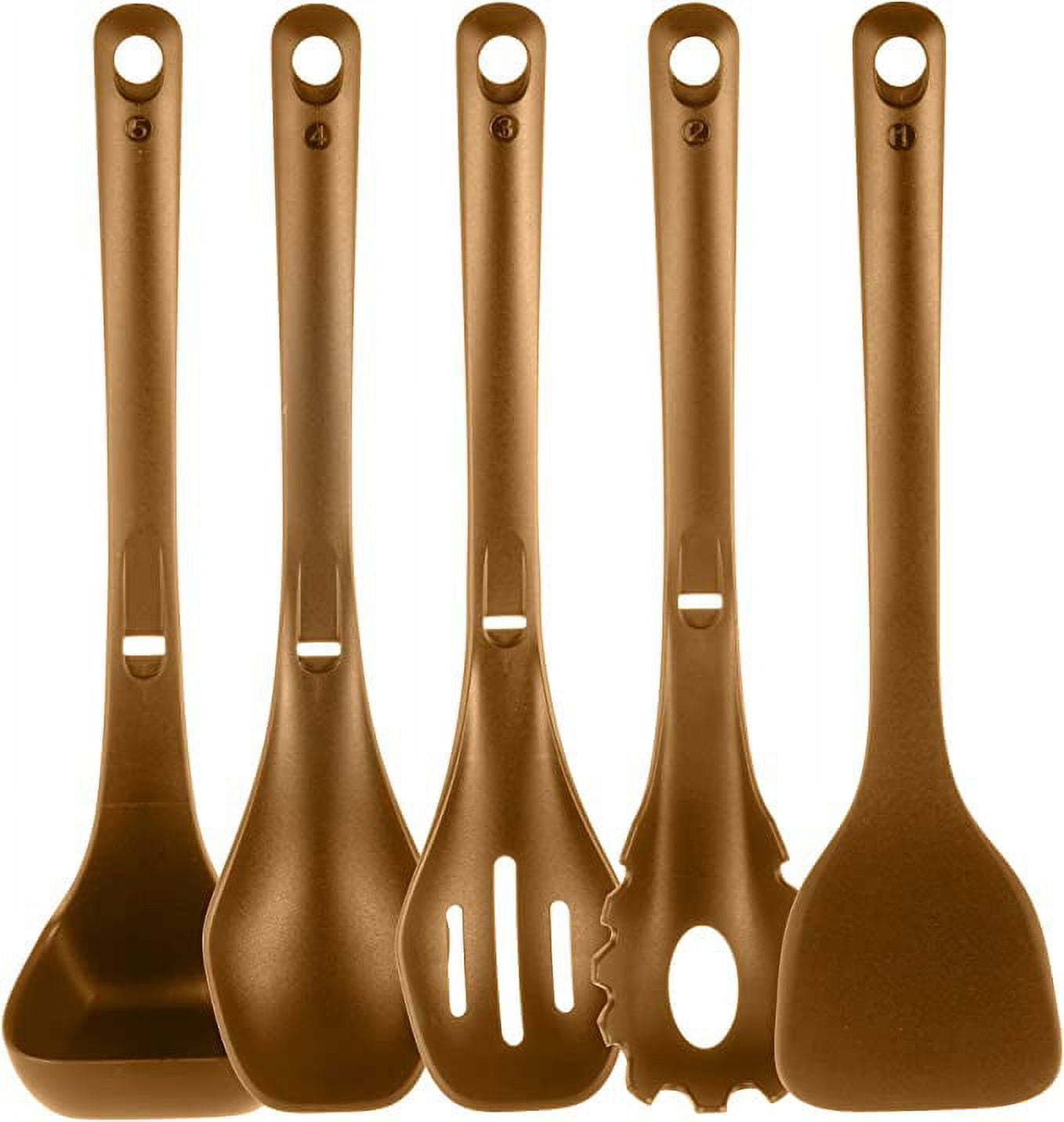 NutriChef Brown Nylon and Silicone Cooking Utensils Set