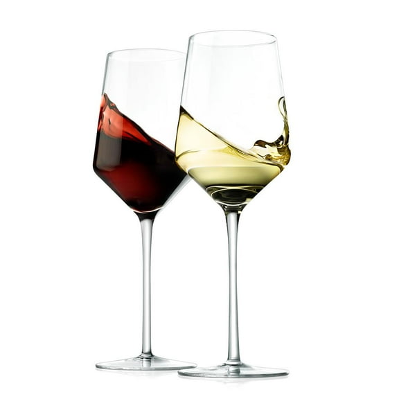 NutriChef Crystal Wine Glasses 2 Elegant Tall Red & White Wine Clear Stemmed Glass Drinkware, Clear