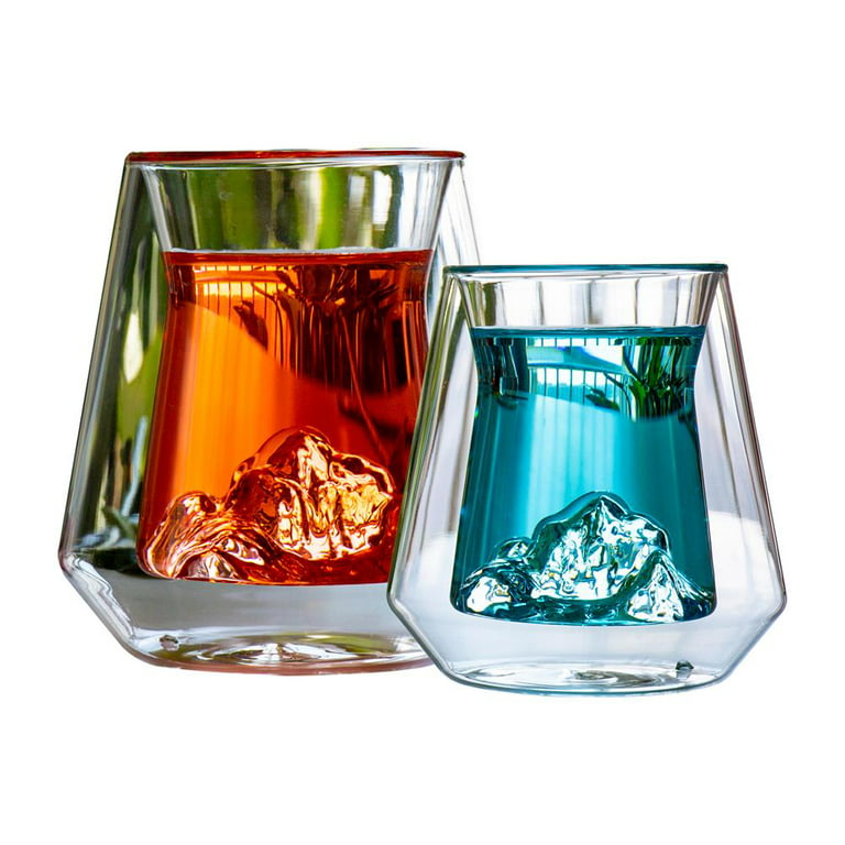 Insulated Whiskey Glass Set (9 Oz) Double Wall Thermal Rocks Cup Bourbon