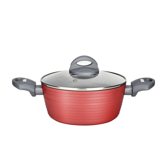 NutriChef Dutch Oven Pot with Lid - Non-Stick Stylish Kitchen Cookware with Dark Gray Inside and Red Outside, 3.4 Quart (Works with Model: NCCW12RED)