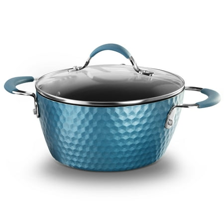 NutriChef Dutch Oven Pot with Lid - Stylish Kitchen Cookware with Elegant Diamond Pattern, Non-Stick, 3.6 Quart