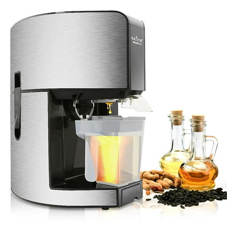 NutriChef Electronic Countertop Kitchen Oil Press, Heat & Pressing Power, Cleaning Brush & Push Rod