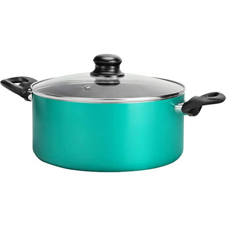 Nutrichef Green Dutch Oven Pot with Lid, (4.44 qt) Kitchen Cookware, Black Coating Inside, Heat Resistant ACNCCWCOR15DOP