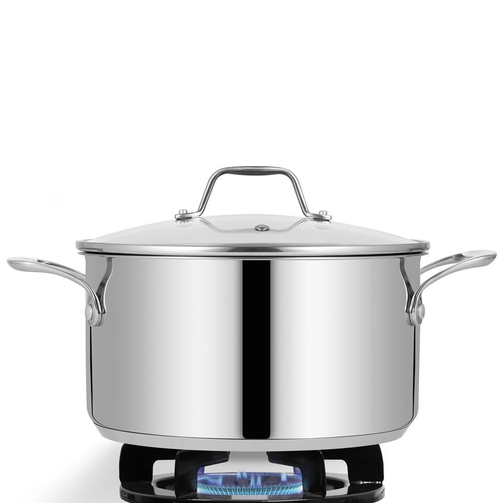 Stainless Steel Stockpot with Lid Heavy Duty for Boiling Strew Simmer Oil Bucket Big Cookware Large Soup Pot for Commercial Hotel Canteens 10L, Size