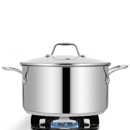 NutriChef Heavy Duty 8 Qt Stainless Steel Soup Stock Pot w/ Handles & Lid