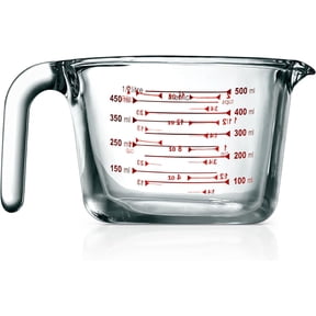 NutriChef High Borosilicate Glass Measuring Cup with Customized Decal Scale, 500 ml, (Clear)