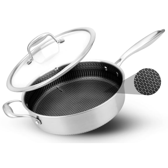 NutriChef Jumbo Cooker with Glass Lid - Triply Stainless Steel Cookware, DAKIN Etching Non-Stick Coating Inside and Outside