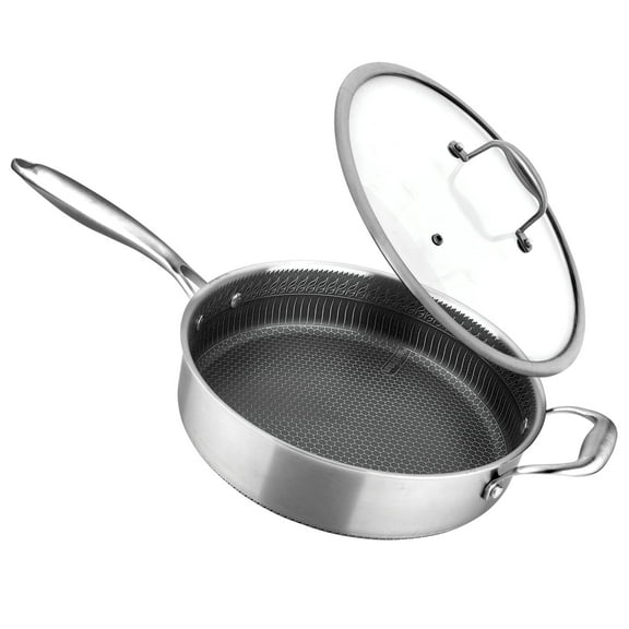 NutriChef Jumbo Cooker with Glass Lid - Triply Stainless Steel Cookware, DAKIN Etching Non-Stick Coating Inside and Outside