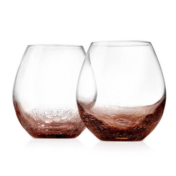 NutriChef Kitchen 2 Sets of Crystal Stemless Ultra Clear, Elegant Wine Glasses, Hand Blown, 2 Count