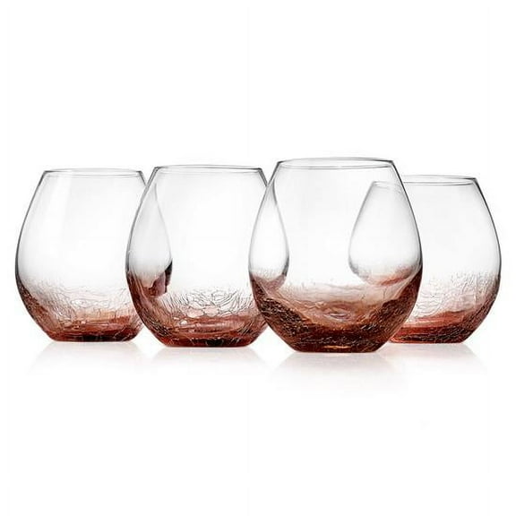 NutriChef Kitchen Clear 4 Set of Crystal Stemless Ultra Wine Glass
