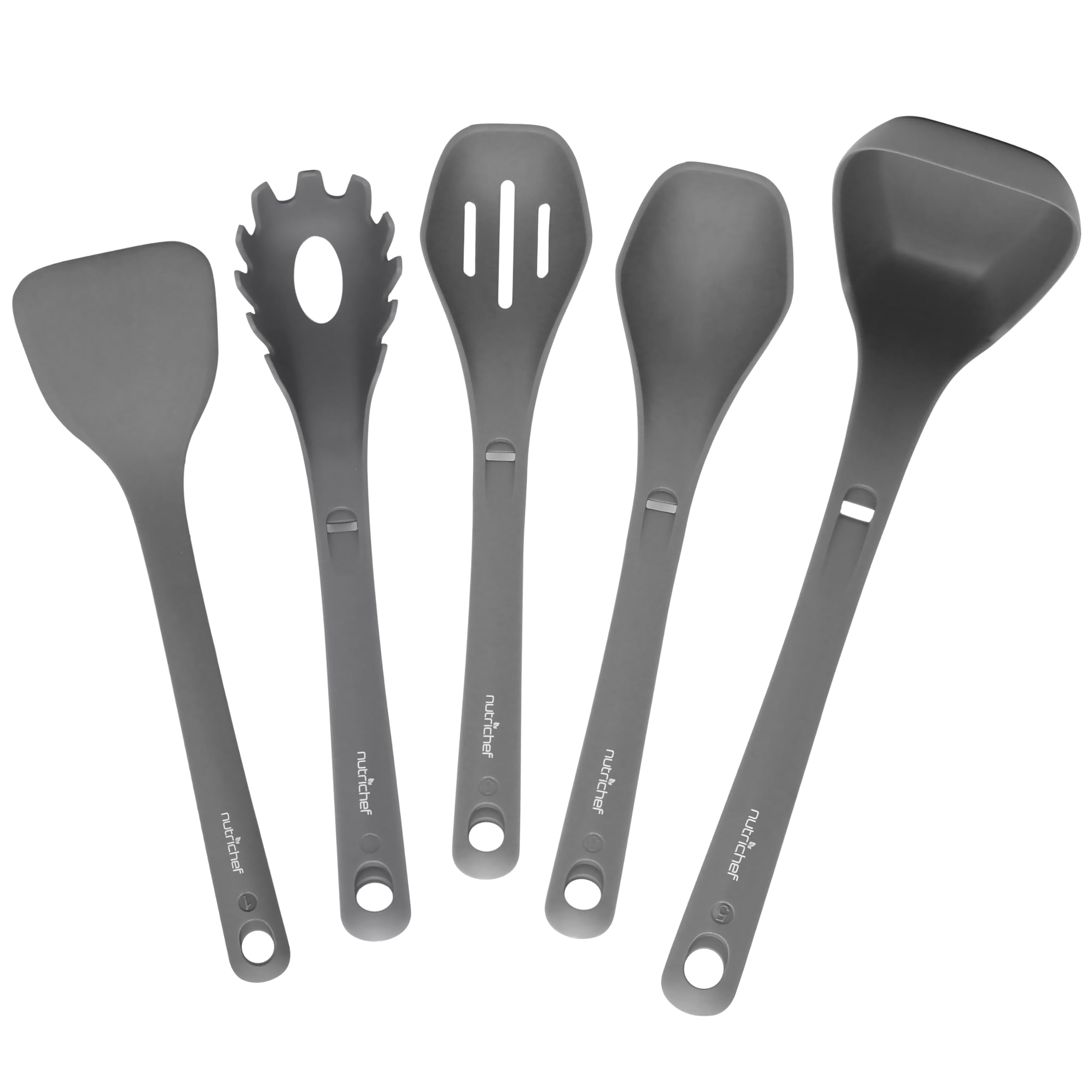 NutriChef Kitchen Cooking Utensils Set Nylon One Size, Gray