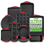 NutriChef Kitchen Deluxe Oven Non Stick Gray Carbon Steel 10 Piece Bakeware Set