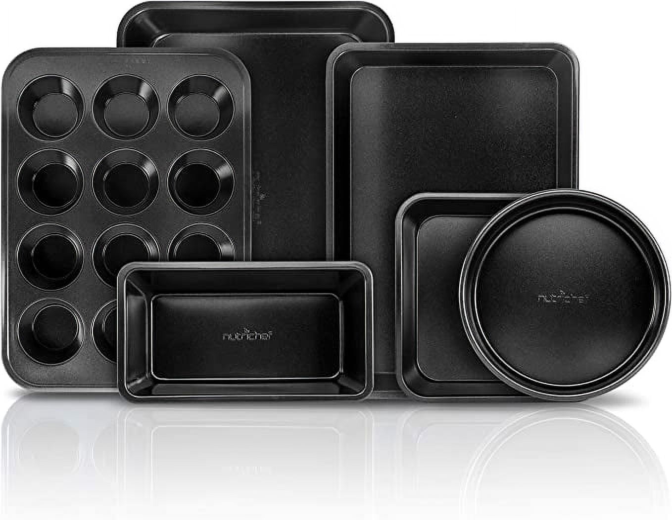 NutriChef Kitchen Oven Baking Pans Carbon Steel W/ Non-stick Black Coating Inside & Outside