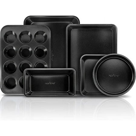 NutriChef Kitchen Oven Baking Pans Carbon Steel W/ Non-stick Black Coating Inside & Outside