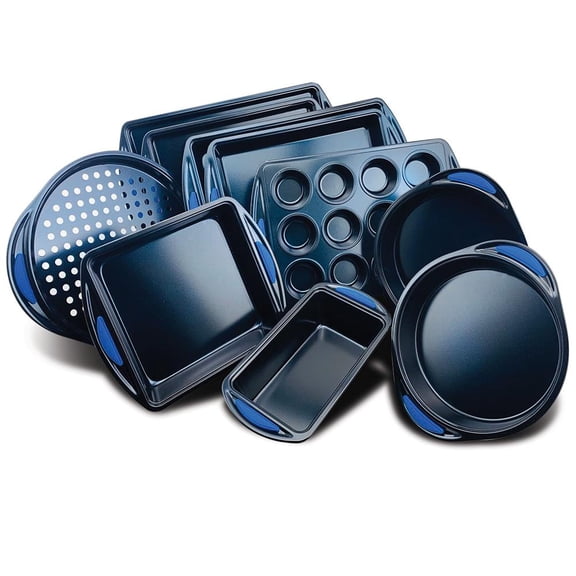 NutriChef 10-Piece Nonstick Carbon Steel Baking Pan Set with Silicone Handles