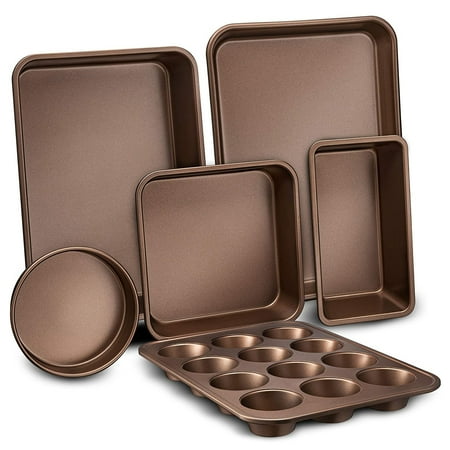 NutriChef - 6-Piece Nonstick Kitchen Bakeware Set NCBK6TR7 - Gold - Gold