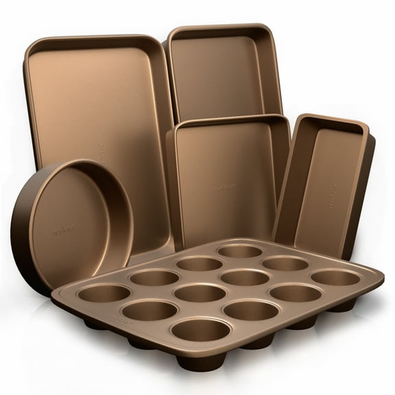 NutriChef NCBK6TR7 - Kitchen Oven Baking Pans - Non-Stick Bake Tray Sheet Bakeware Set (6-Pieces)