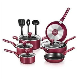 T-Fal Easy Care Nonstick Cookware, 12 Piece Set, Red, B089SC64