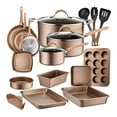 thumbnail image 1 of NutriChef Metallic Nonstick Ceramic Cookware and Bakeware Set, Bronze, 1 of 10