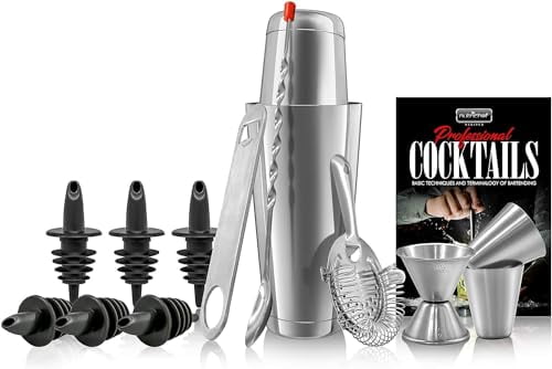 NutriChef Stainless Steel 15-Piece Mixology Bartender Cocktail Shaker Set