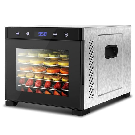 NutriChef NCDH6S - NutriChef NCDH6S - Premium Food Dehydrator Machine - 6 Stainless Steel Trays with Timer and Temperature Control, 600 Watts
