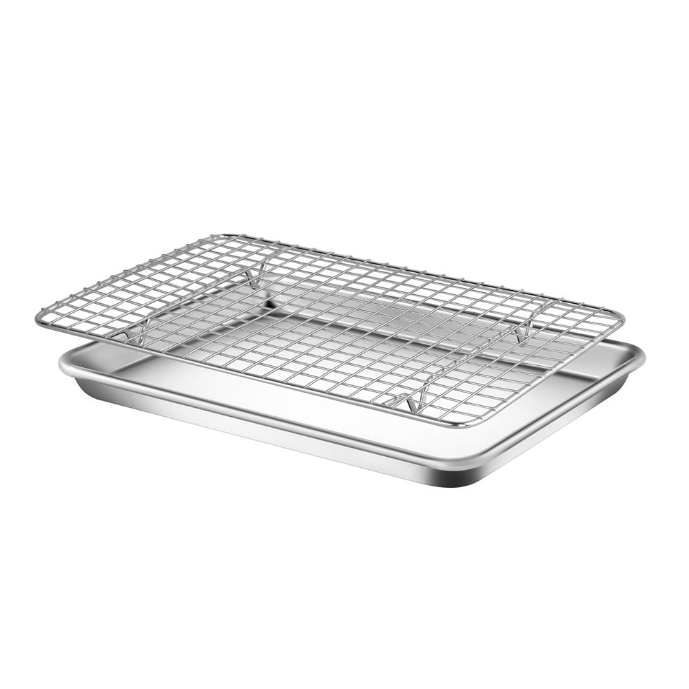 NutriChef Non-Stick Baking Sheets, Cookie Pan Aluminum Bakeware with Cooling Rack