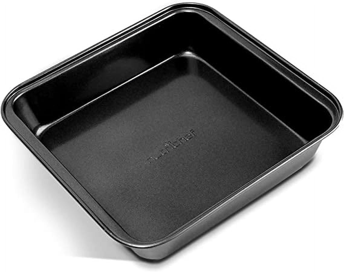 NutriChef Non-Stick Cake Square Deluxe Black Carbon Steel Pan, Quality Metal Bakeware for Cooking