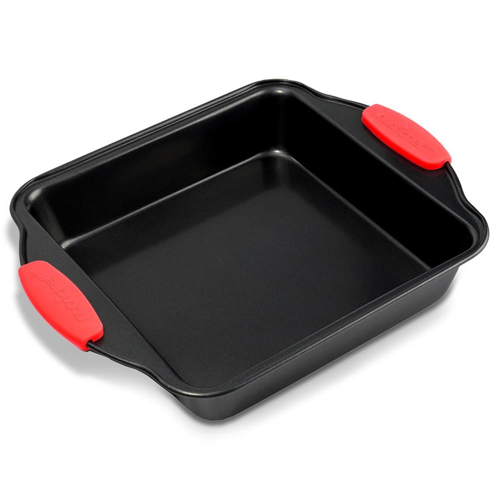 NutriChef Non-Stick Loaf Baking Pan, Deluxe Gold Carbon Steel Pan W/ Blue Silicone Handles, (Black)