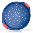 thumbnail image 1 of NutriChef Non-Stick Pizza Pan - Deluxe Nonstick Blue Coating Inside & Outside With Red Silicone Handles (Blue), 1 of 6