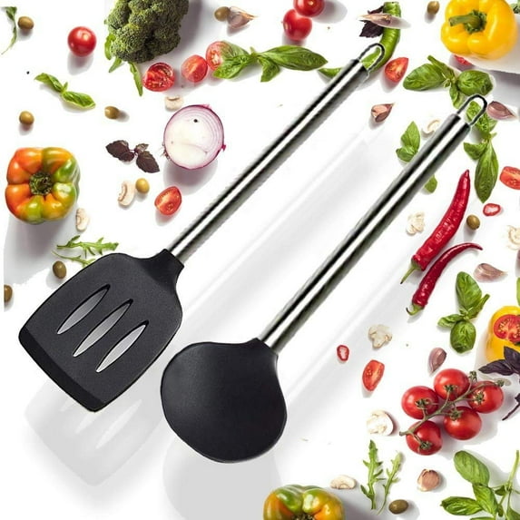 NutriChef Non-Stick Soup Ladle and Spatula Cookware Set, Stainless Steel PKSPT15