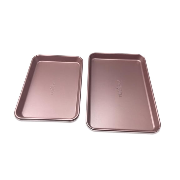 NutriChef Nonstick Cookie Sheet Baking Pan - 2pc Large & Medium Metal Oven Baking Tray