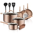thumbnail image 1 of NutriChef Nonstick Cookware Pots & Pans, 14pce Set in Bronze-Aluminum, 1 of 7